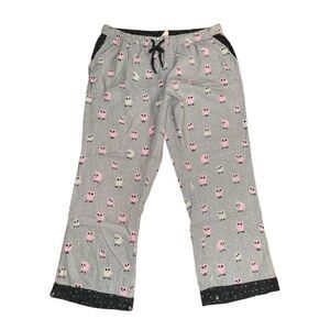 Munki Munki Gray Owl Print Flannel Pajama Pants XL
